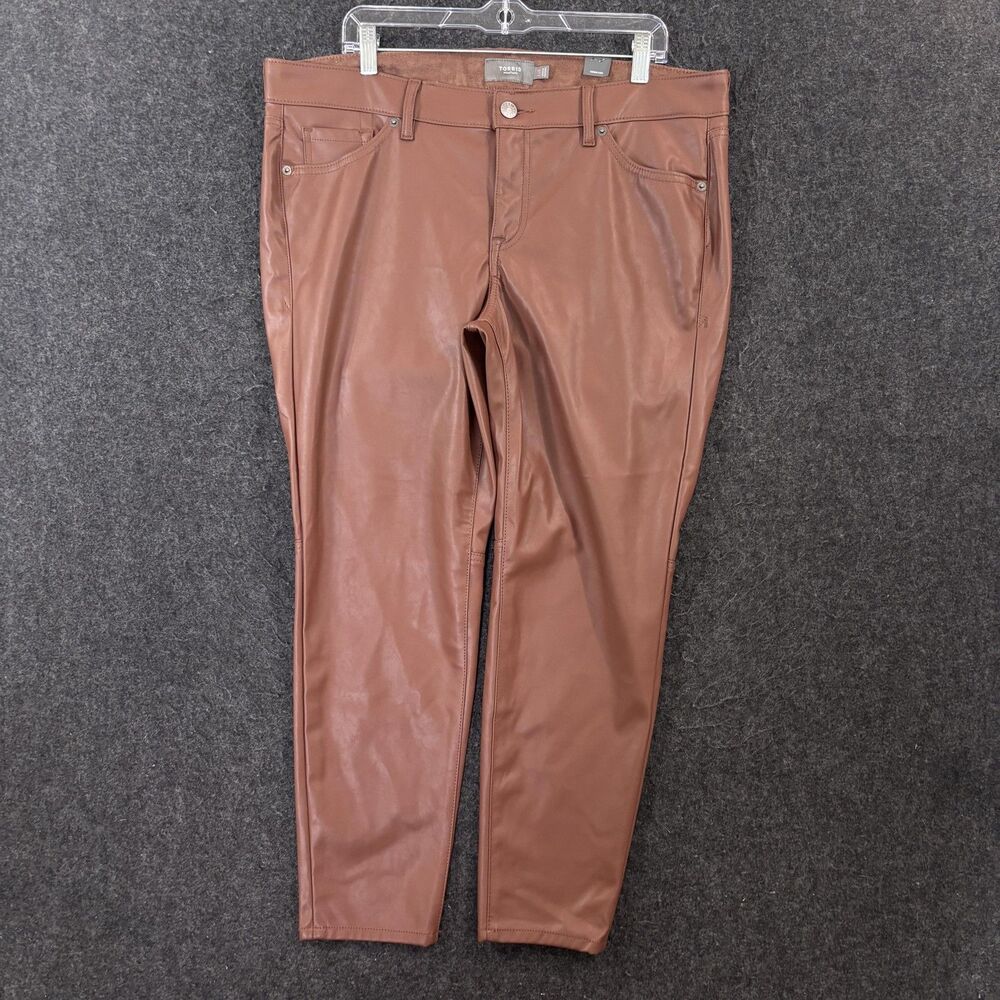Torrid Perfect Skinny Faux Leather Pants Women's 14R Brown Mid Rise Stretch